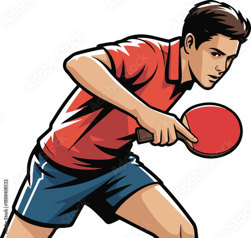 Table Tennis Player Flat Vector | Sports Illustration