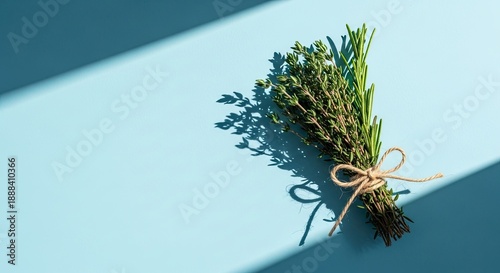 Fresh herbs on a light surface