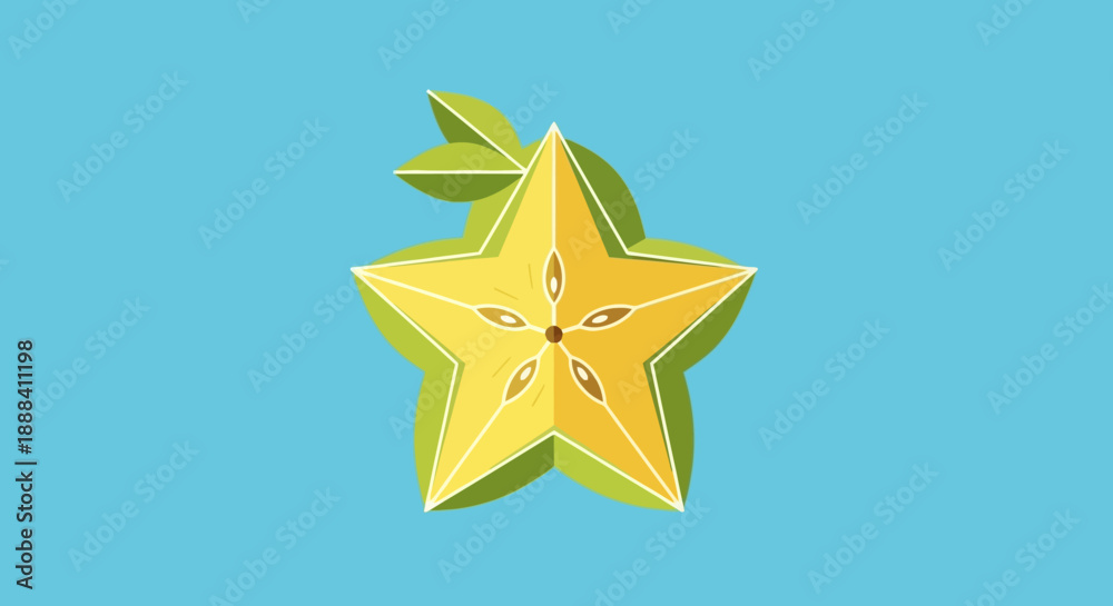 Fototapeta premium Creative and colorful starfruit illustration with a vibrant background embodying tropical fruit