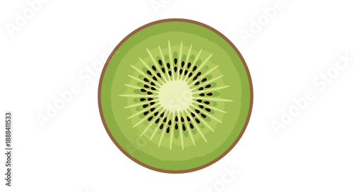 Close-up of a Fresh Green Kiwi Fruit Cross-section with Details and Texture