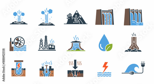 Renewable Energy Icons Set for Sustainable Power.