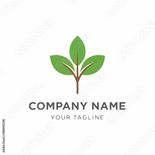 Minimalist Green Leaf Logo Design for Eco-Friendly Company Branding.