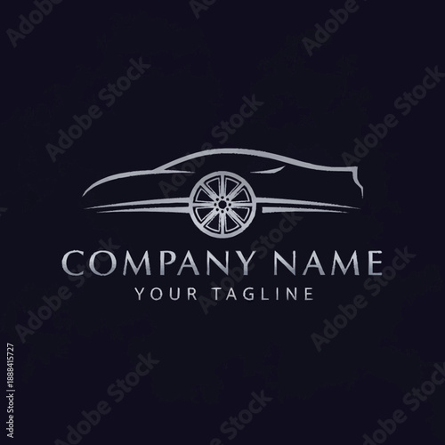 Modern Car Logo Design with Sleek Silhouette and Wheel Detail.