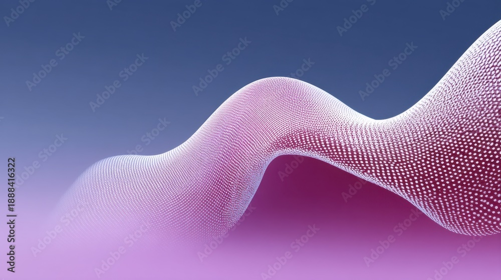 Fototapeta premium Abstract 3D Wave Form with Dots in Gradient Background Reflecting Modern Design and Technology Concepts for Creative Projects