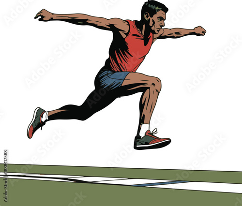 Long Jump Flat Vector | Track and Field Illustration