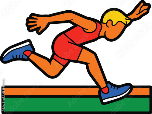 Long Jump Flat Vector | Track and Field Illustration