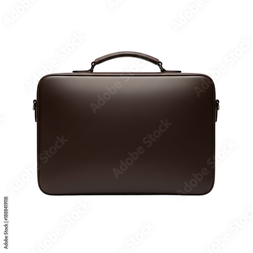 Brown leather laptop bag isolated on transparent background