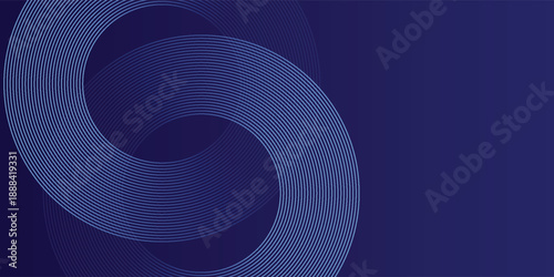 Abstract blue glowing geometric lines on dark blue background. Modern shiny blue circle lines pattern. Futuristic technology concept. Suit for cover, poster, banner, brochure, header eps 10