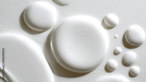 Macro View of White Liquid Droplets and Swirls abstract