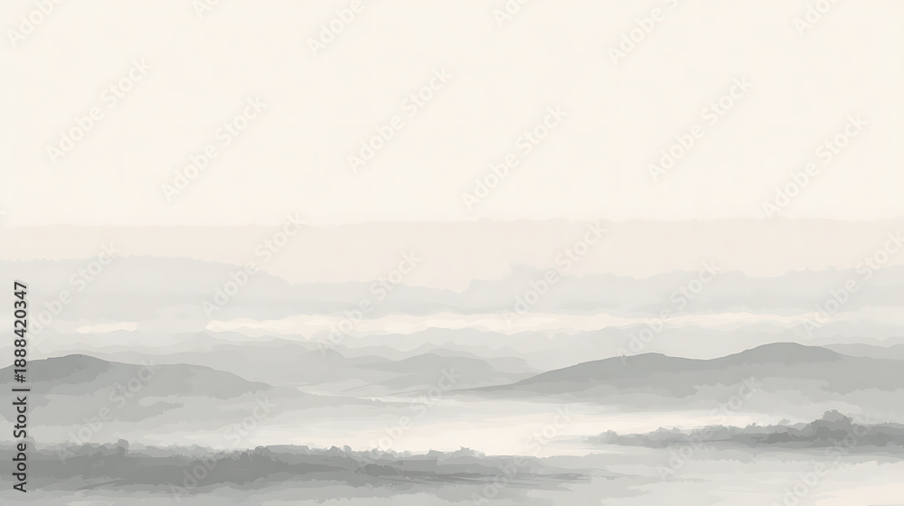 Fototapeta premium Misty Mountain Landscape in Grayscale 8b5e7e381f19