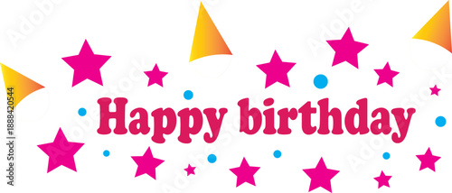 Colorful vector illustration of  happy birthday greeting card.