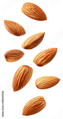 Wallpaper Mural Group of Whole Almonds Falling in the Air on a Transparent Background. PNG. Torontodigital.ca