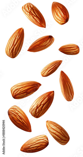 Wallpaper Mural Group of Whole Almonds Falling in the Air on a Transparent Background. PNG. Torontodigital.ca