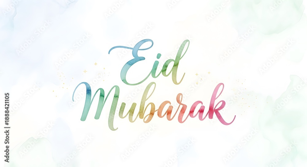 Naklejka premium Eid mubarak greeting card with colorful typography
