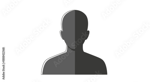 Stylized Human Silhouette Vector Icon with Shadow Effect on White Background