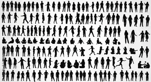 Large Collection of Diverse Human Silhouettes in Various Poses and Activities