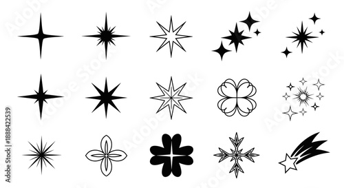 Collection of Starbursts, Sparkles, and Star Shapes for Design Elements