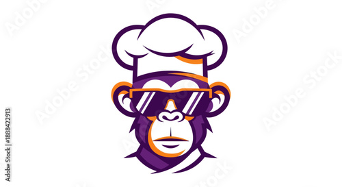 Chef monkey with sunglasses illustration for culinary or food related projects