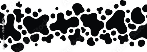 Black and white vector illustration of an abstract dalmatian spot pattern with organic liquid shapes for animal print textile and modern graphic wallpaper design