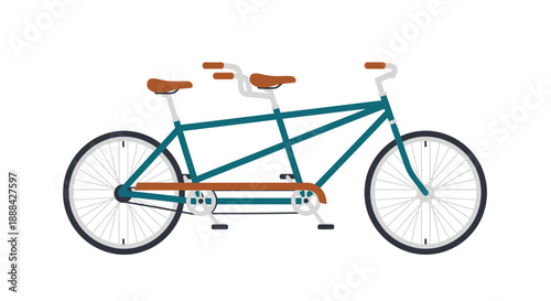 A tandem bicycle on a white background.