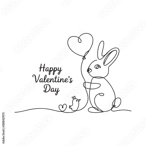 A charming valentine s day illustration featuring a bunny owl hearts and balloon