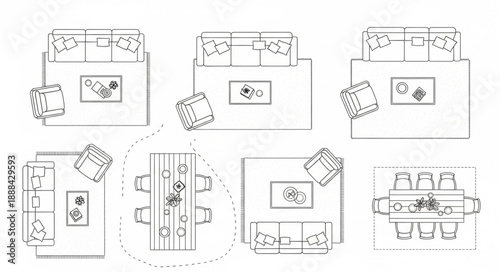 Architectural floor plan designs for modern living spaces.