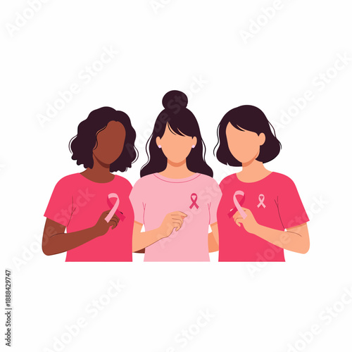 Diverse Women Breast Cancer Awareness Support.