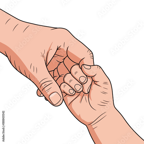Adult Hand Holding Baby Hand Illustration of Trust and Care