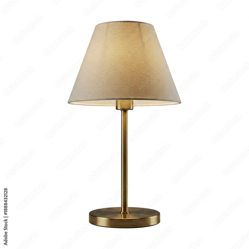 Fototapeta premium Modern Brass Table Lamp with Fabric Shade for Lighting