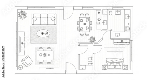 Architectural floor plan drawing of a residential house layout.