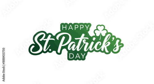 Happy St. Patrick's Day greeting with a shamrock illustration.