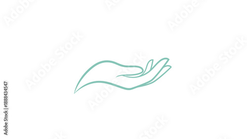 Gentle hand gesture, delicate line art, caring and support symbol, light blue outline