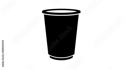 Black Silhouette of a Disposable Cup on White Background