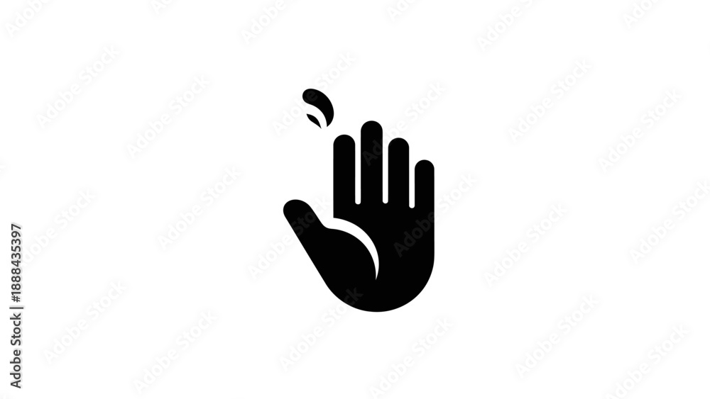 Obraz premium Black Hand Icon with Notification Symbol