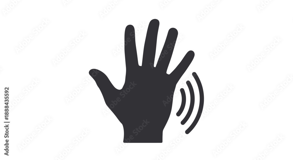 Fototapeta premium Waving Hand Icon: Symbolizing Greeting, Welcome, Hello, Goodbye, and Motion Detection
