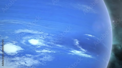 Neptune's Deep Blue Atmosphere with Swirling Clouds and Bright Storms, A Majestic View of the Distant Ice Giant Planet