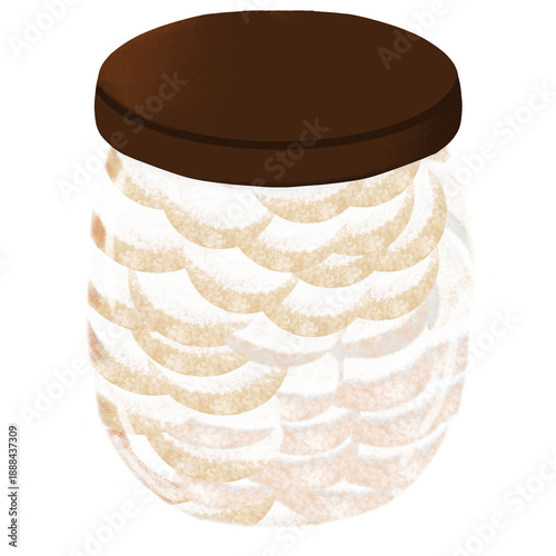 illustration of snow white cookies in a jar