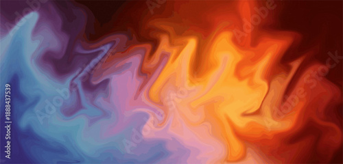 A dynamic abstract liquid background featuring a fluid, swirling gradient that transitions from cool blues and violets into fiery oranges and deep reds.