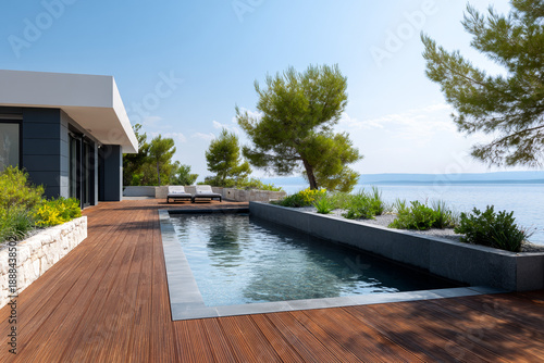 Wallpaper Mural Luxury modern villa with infinity pool and sea view for high end real estate and lifestyle design concepts Torontodigital.ca