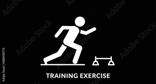 White silhouette of a person running over hurdles during training exercise.