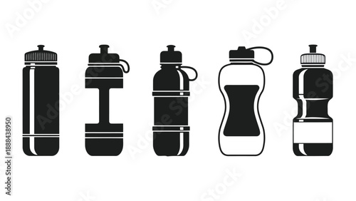 Collection of various sports water bottles for hydration and fitness activities.