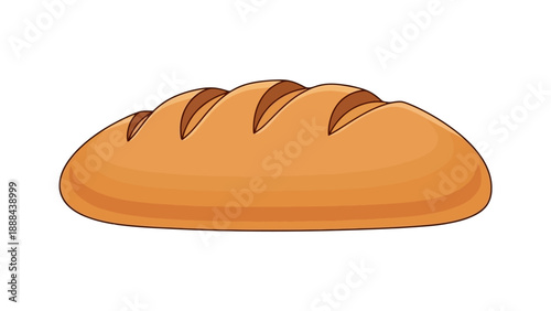 Freshly baked golden brown loaf of bread with scored crust.