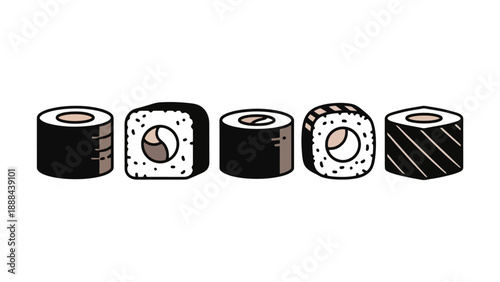 Delicious Assortment of Freshly Prepared Sushi Rolls.