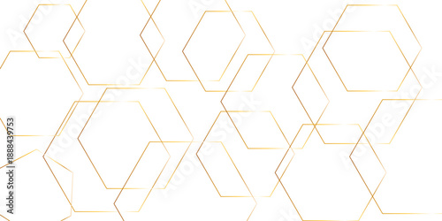 Elegant golden geometric pattern of overlapping hexagons and rhombuses on a clean white background for modern design isolated on transparent background, Vector, illustration