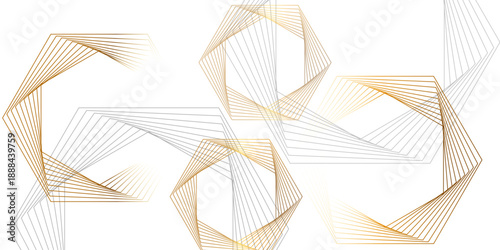 Elegant modern abstract gold and silver geometric line pattern on a pristine white background isolated on transparent background, Vector, illustration