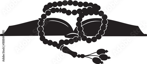Buddha statue with prayer beads in meditation pose illustration
