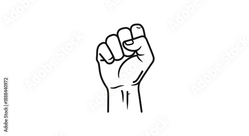 Raised fist gesture symbolizing strength unity and protest on white background