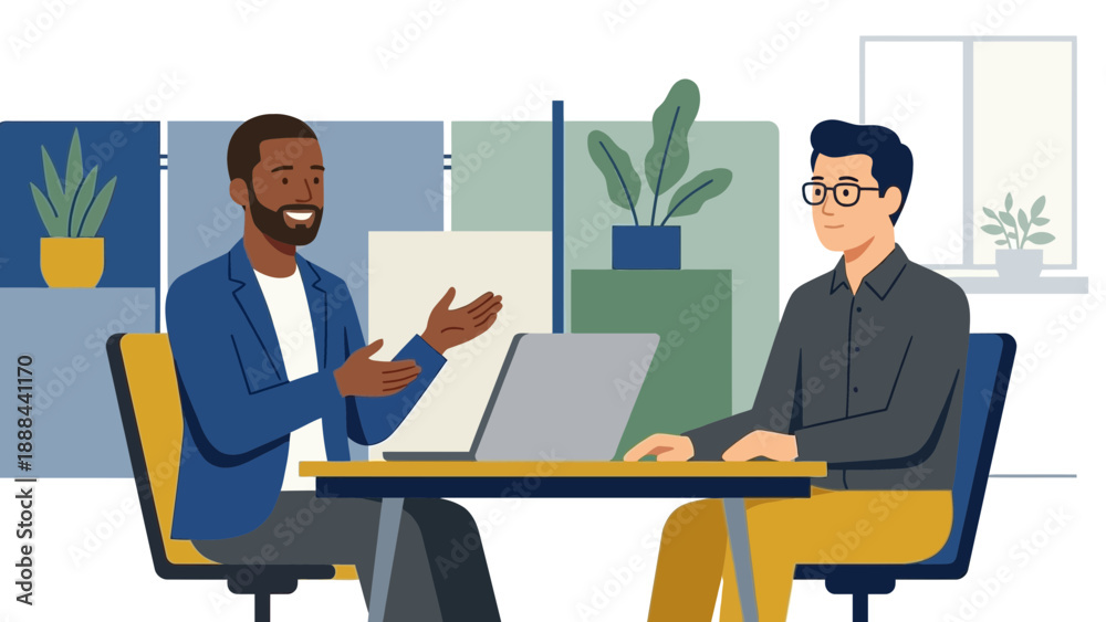 Fototapeta premium Business Meeting Between Two Professionals in Office Setting