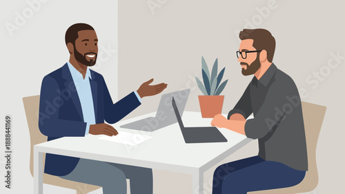 Business Meeting Between Two Professionals in Modern Office Setting