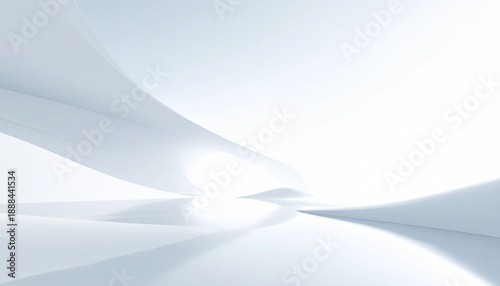 Pristine white abstract background with soft ethereal light reflections and smooth liquid waves for luxury skincare landing page